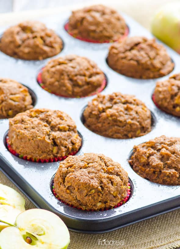 Whole Wheat Apple Muffins - iFOODreal - Healthy Family Recipes
