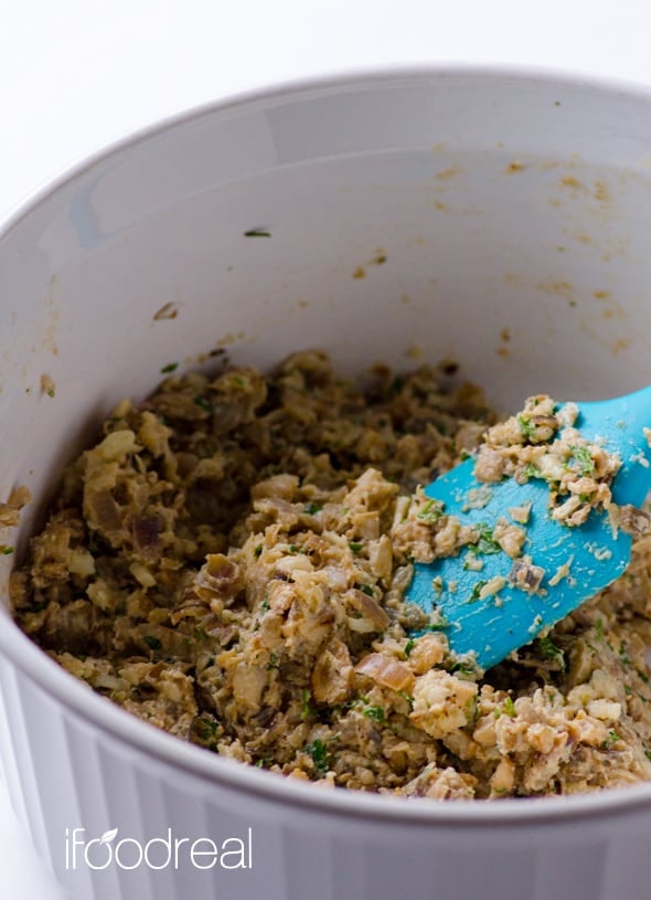 Mushroom stuffing in bowl