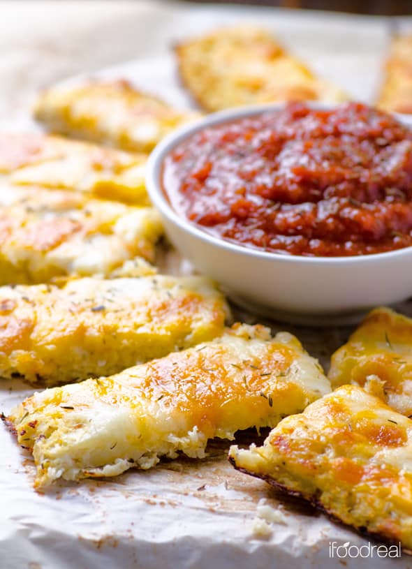 Cauliflower Breadsticks served with marinara sauce