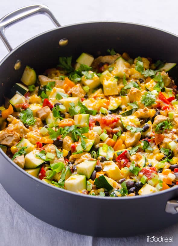 tex mex chicken zucchini in skillet