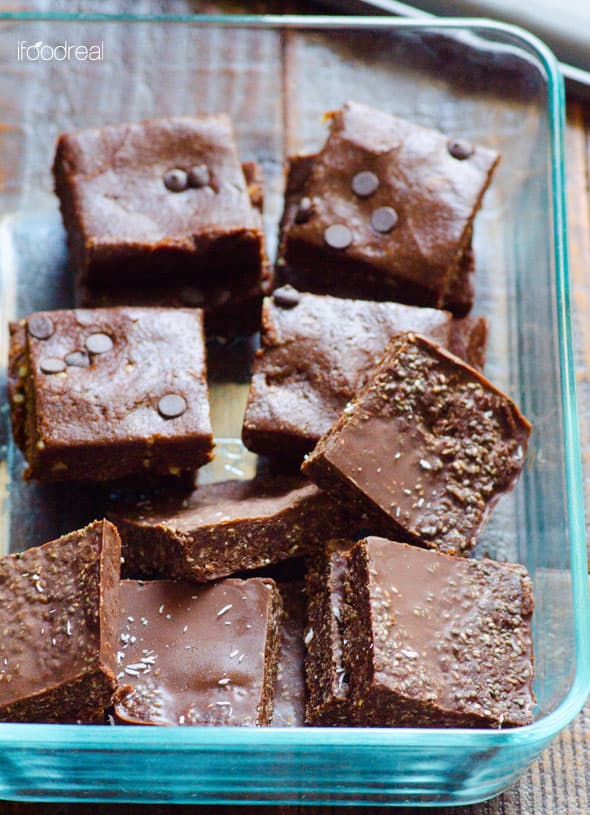 Superfood Chocolate Bars cut up into square in dish
