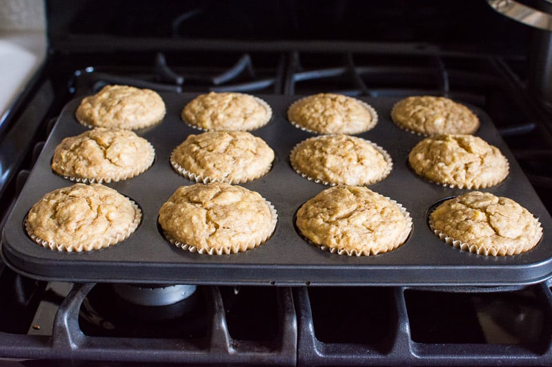 banana muffins in muffin tin