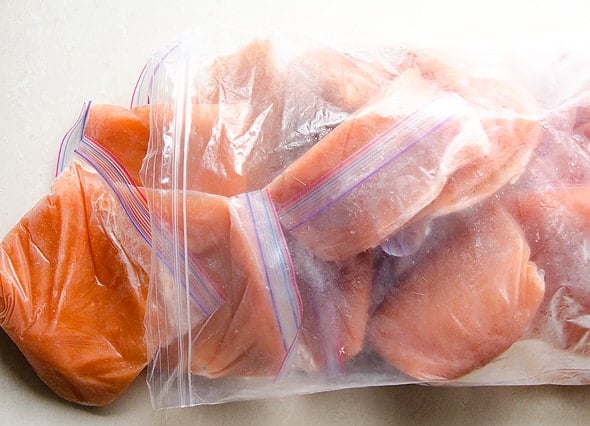 Bags of frozen applesauce