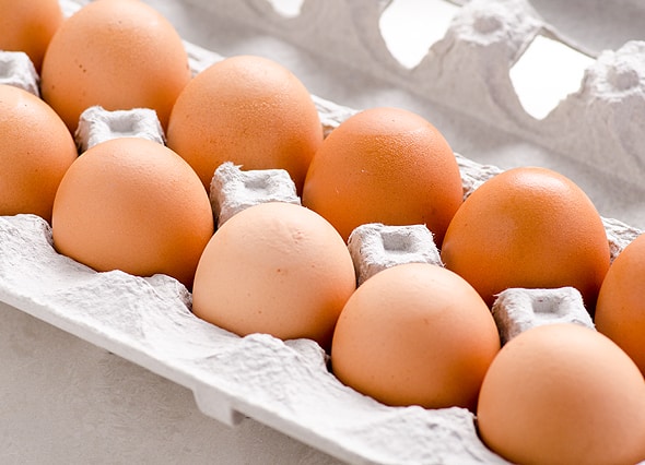 Organic eggs in carton