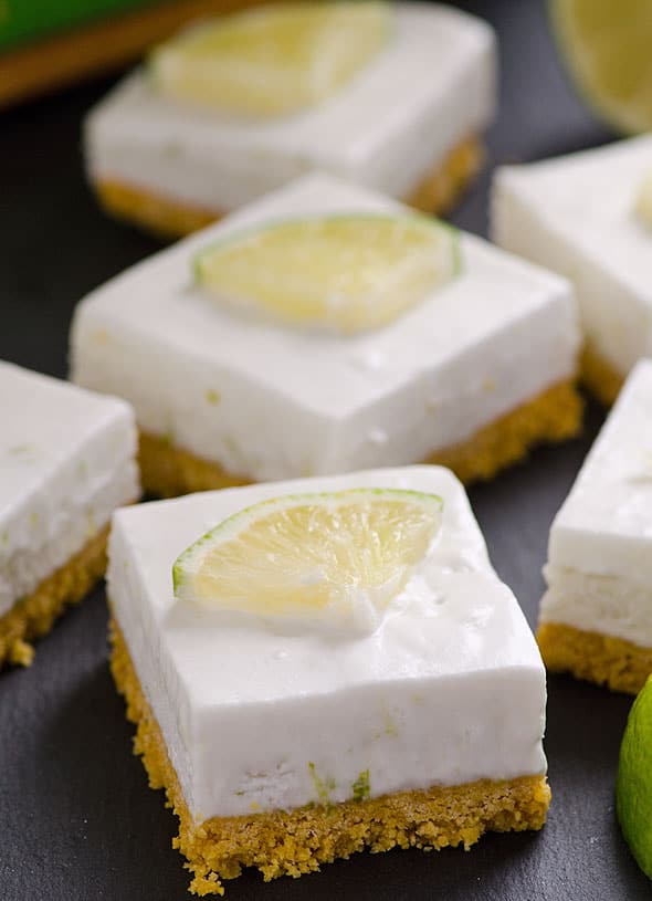 no bake key lime bars cut up