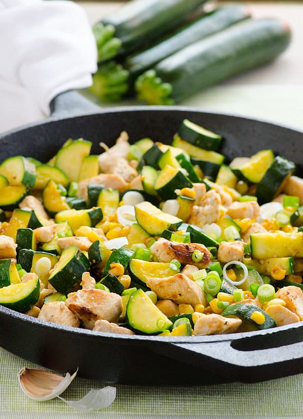 garlic chicken zucchini in cast iron