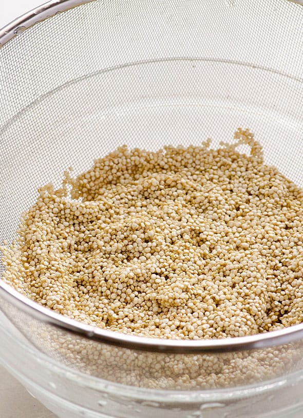 Quinoa in mesh strainer