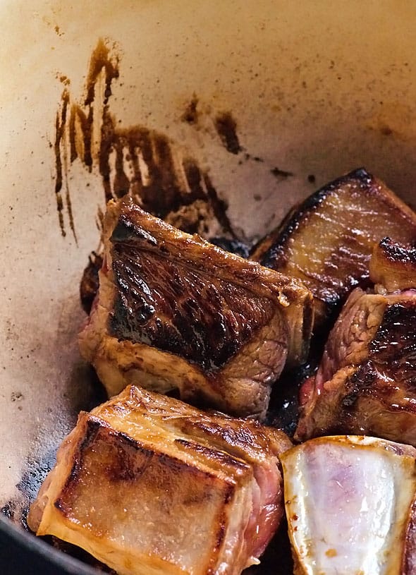 close-up of braised short ribs 