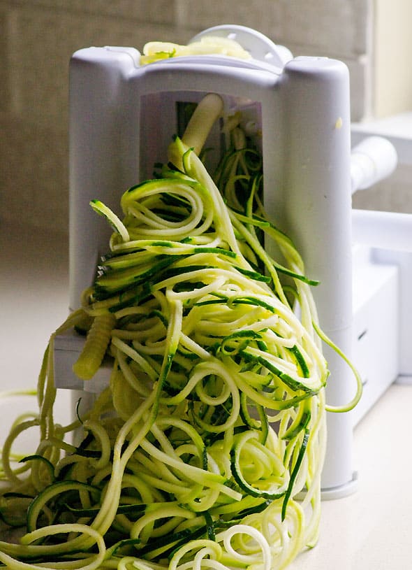Zucchini Noodles in spiralizer