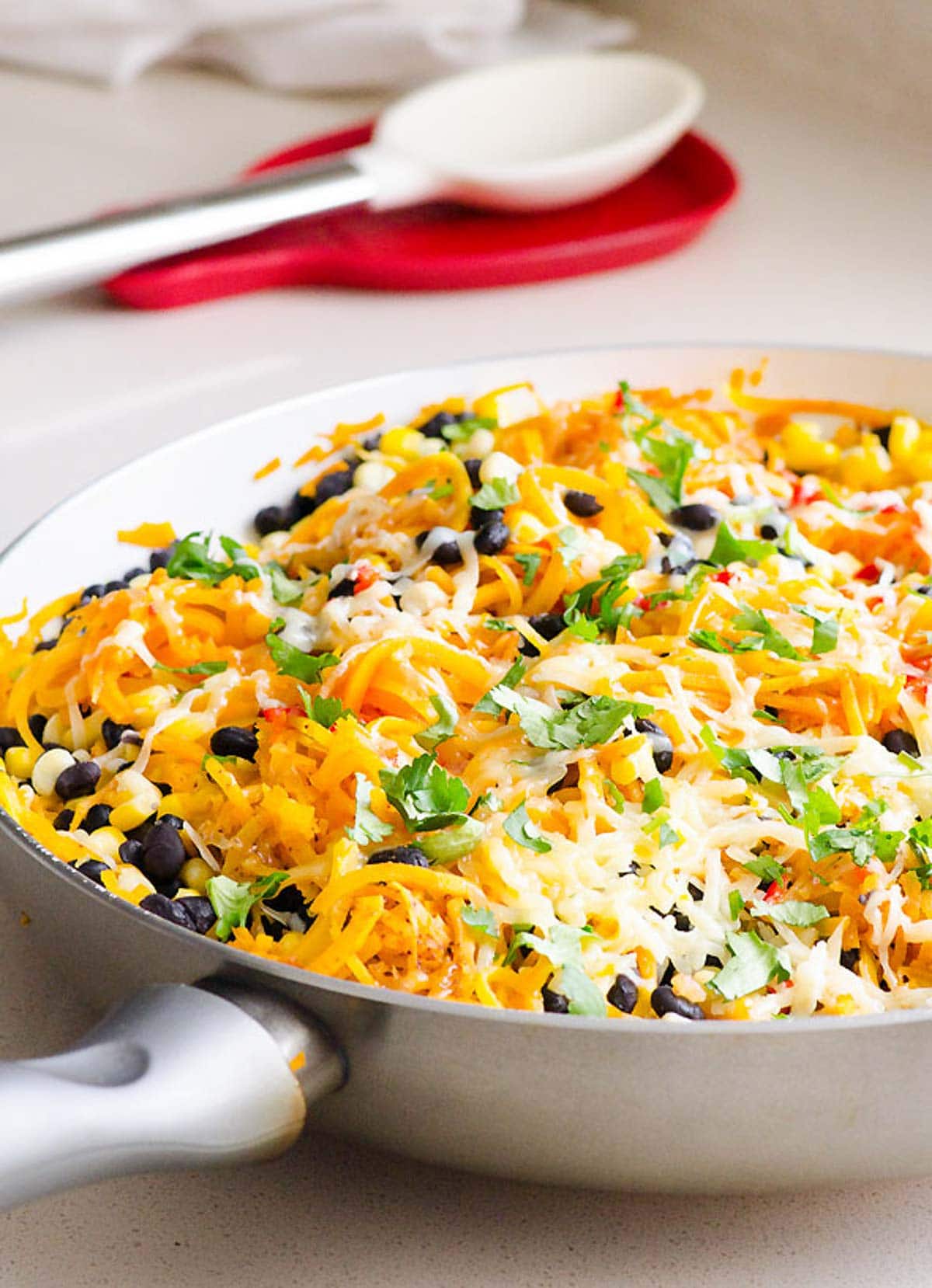 butternut squash noodles in skillet skillet