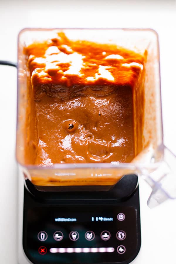 Hawaiian bbq sauce in a blender jug.