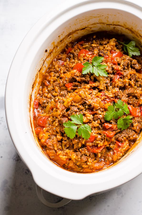 Crock Pot Stuffed Pepper Casserole - Ifoodreal - Healthy Family Recipes