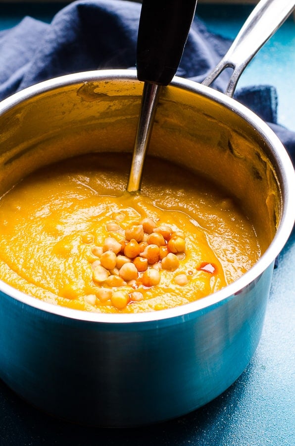 Healthy Cauliflower Soup in pot 