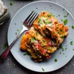 slow cooker mushroom roasted red pepper lasagna
