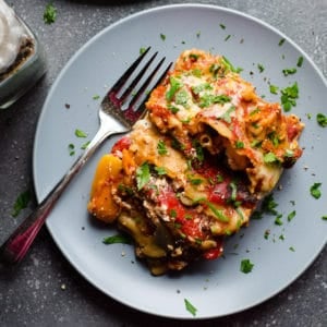 slow cooker mushroom roasted red pepper lasagna