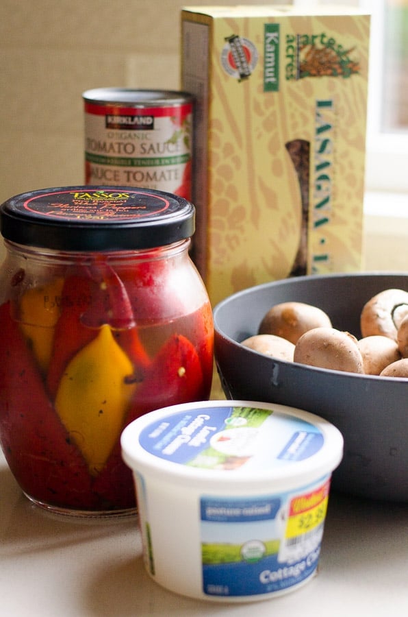 Ingredients for Slow Cooker Roasted Red Pepper Lasagna