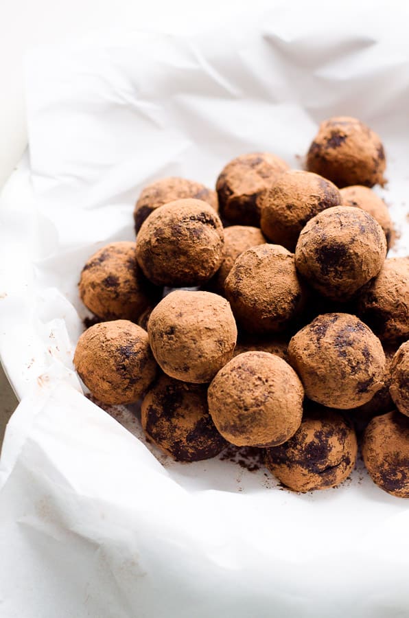 Healthy rum balls served in a bowl.