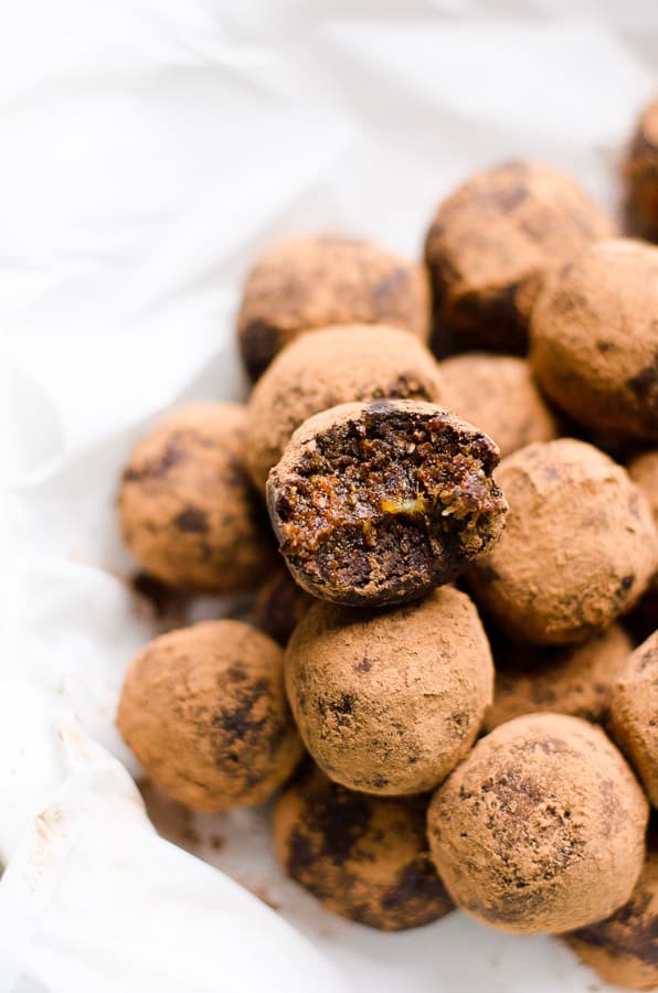 Healthy rum ball showing texture inside.