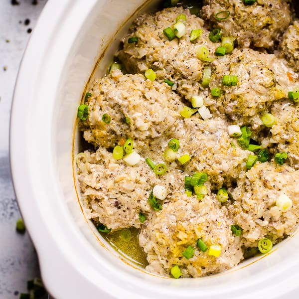 meatballs and rice in slow cooker