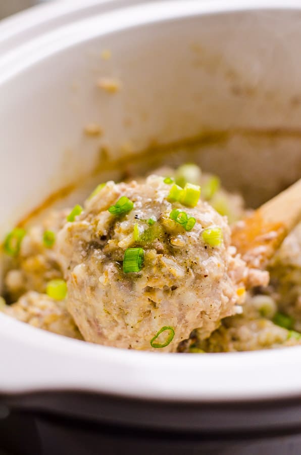 Slow cooker porcupine meatballs.