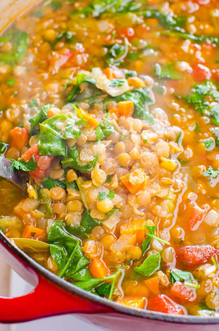 Lentil Spinach Soup {Easy Italian Recipe} - iFOODreal.com