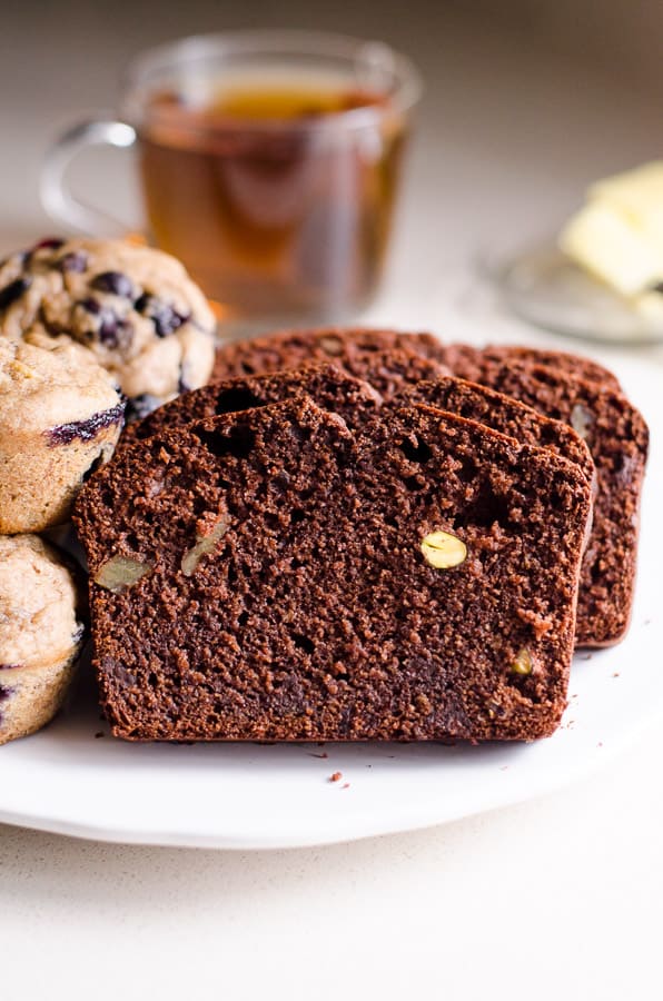 Slices of healthy Chocolate Bread on plate