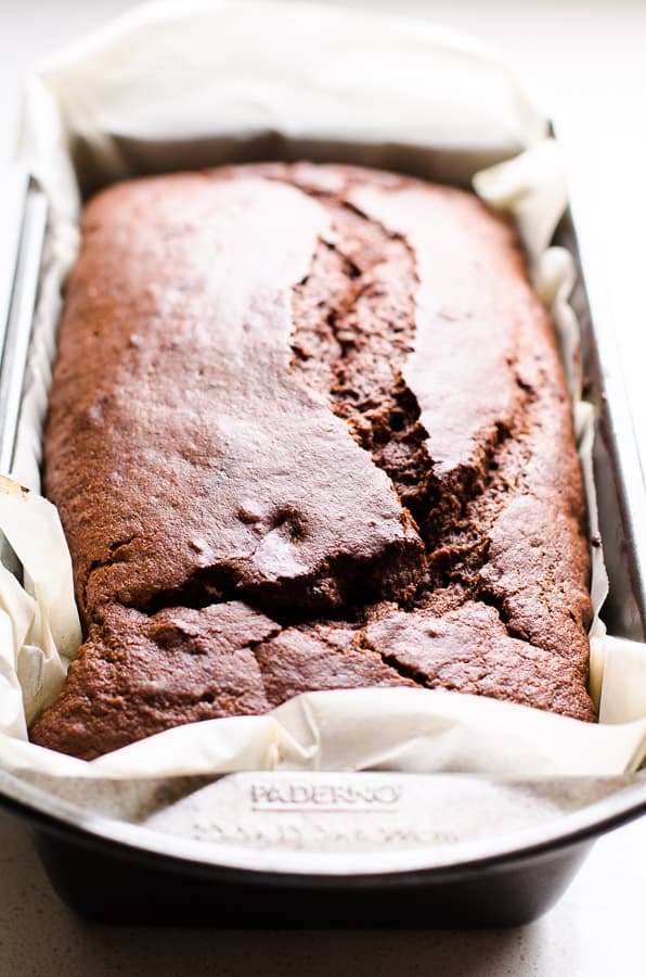 Healthy Chocolate Bread in loaf pan