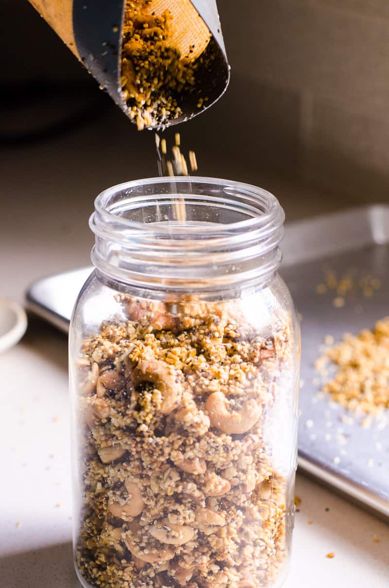 Quinoa Granola in glass jar