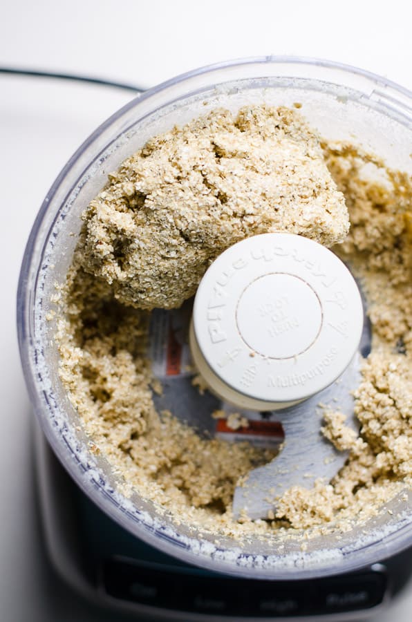 Oatmeal Pizza Crust dough in a food processor.