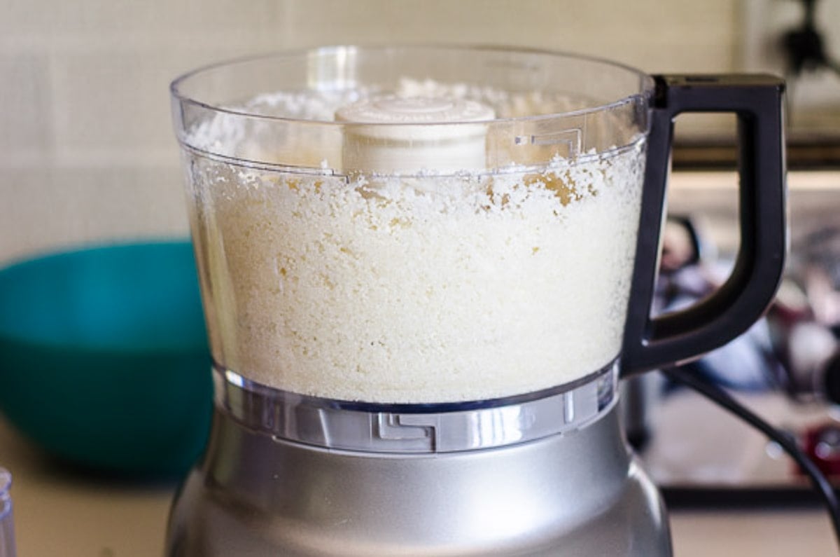 Cauliflower riced in food processor.