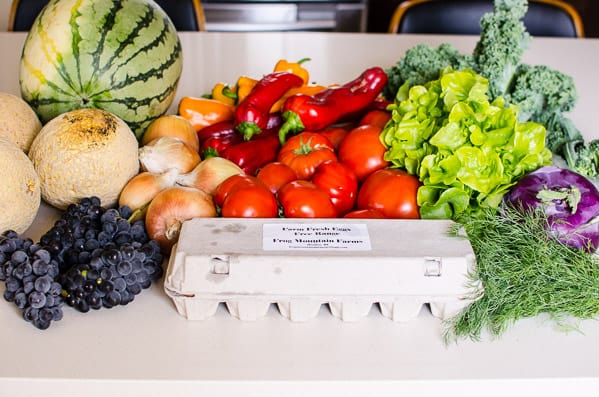 Array of Fruits and Vegetables and eggs