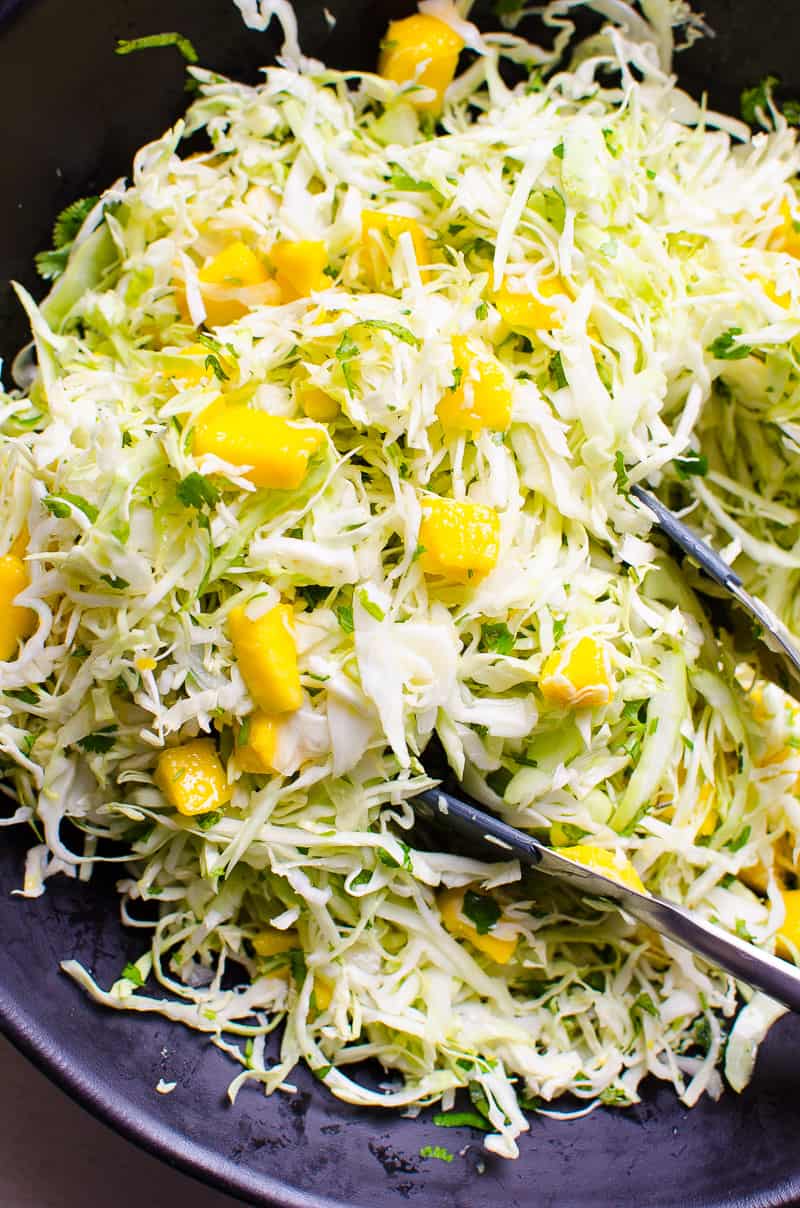 5 Ingredient Mango Slaw No Oil Healthy Recipe - iFOODreal.com