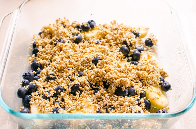 fruit with oats in a baking dish