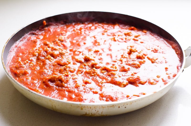 meat sauce in a skillet