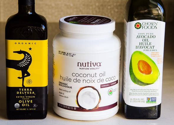 olive oil, coconut oil, avocado oil