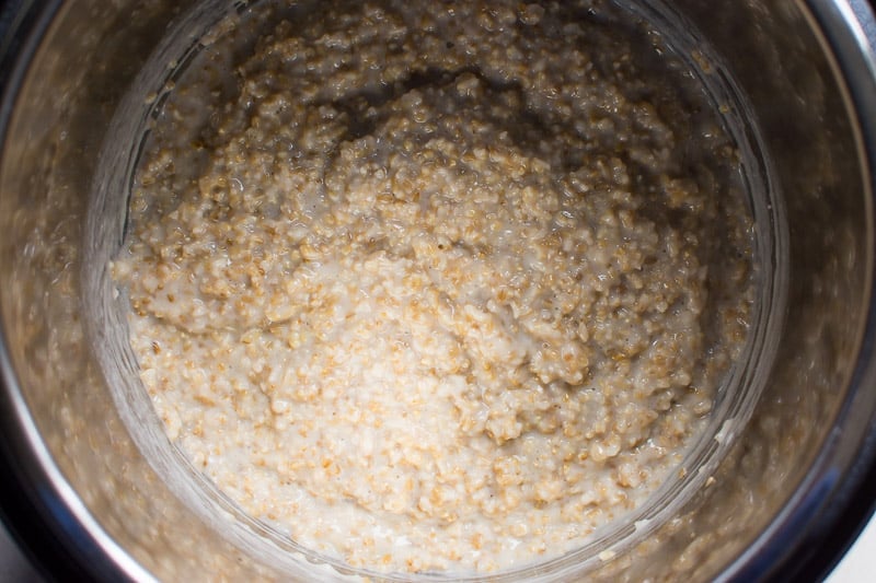 steel cut oats instant pot finished and ready to eat for breakfast