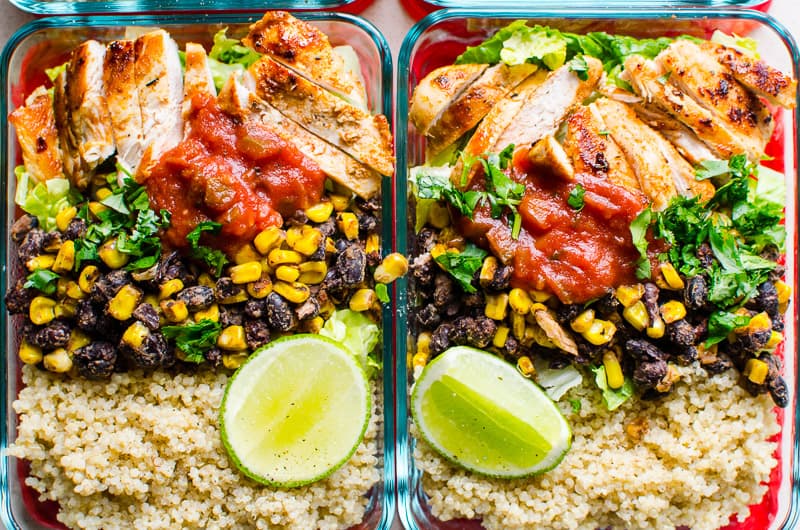 chicken burrito bowl meal prep