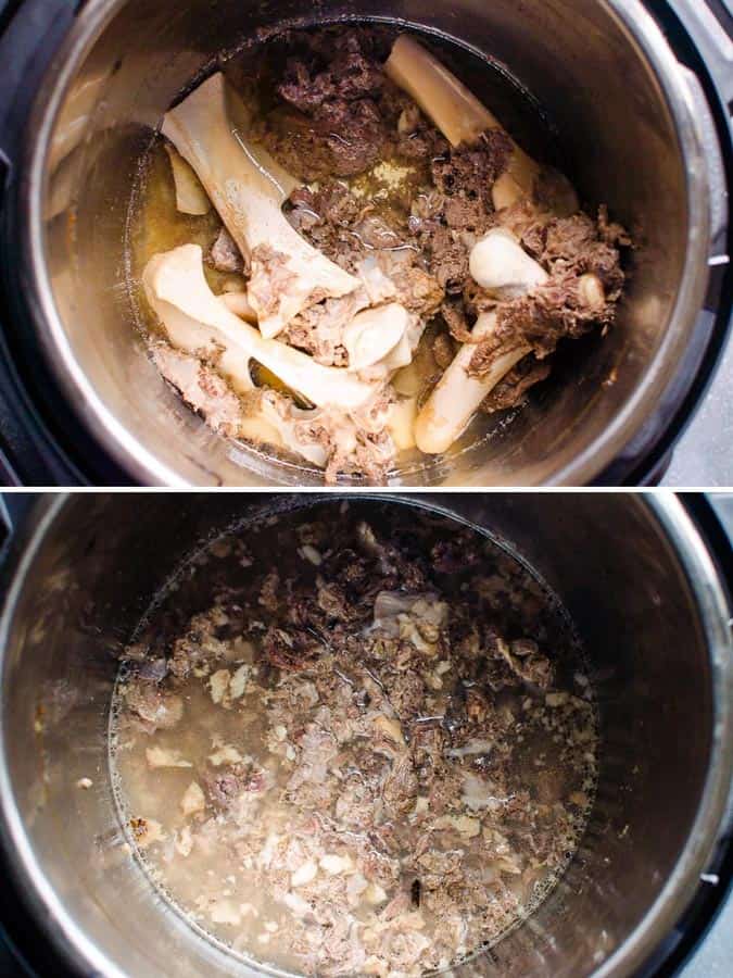 Tasty meat scrapes from meat bones cooked in instant pot