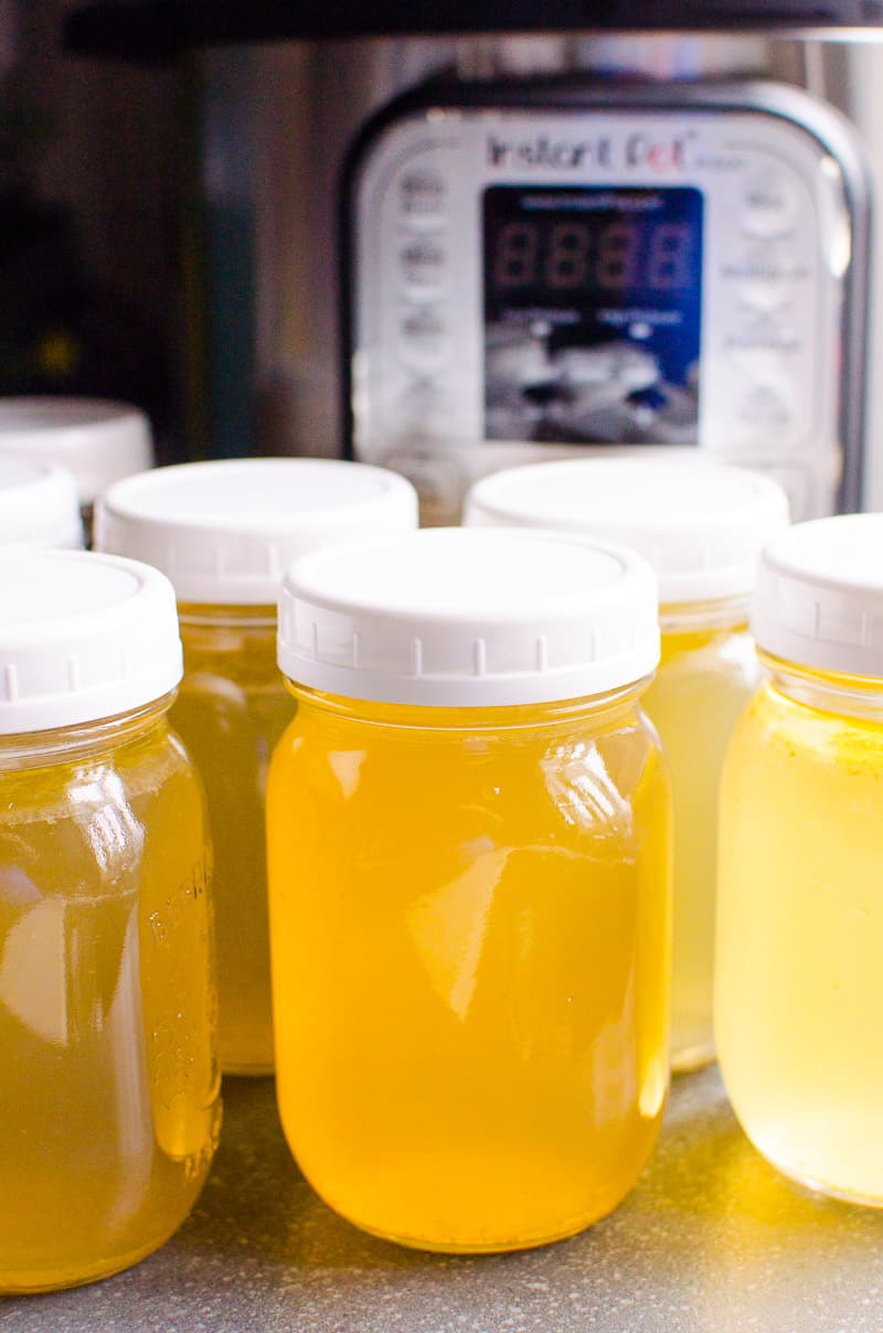 Instant Pot Bone Broth in glass jars