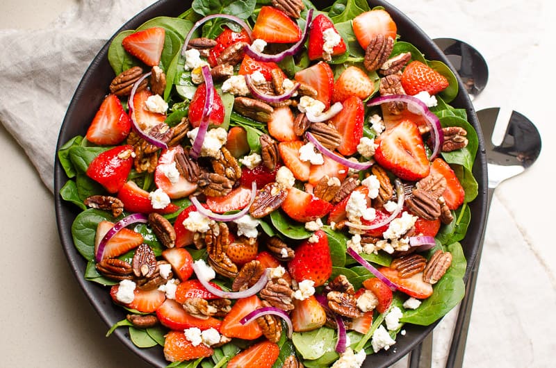 Strawberry Spinach Salad With 4 Ingredient Dressing Ifoodreal Com