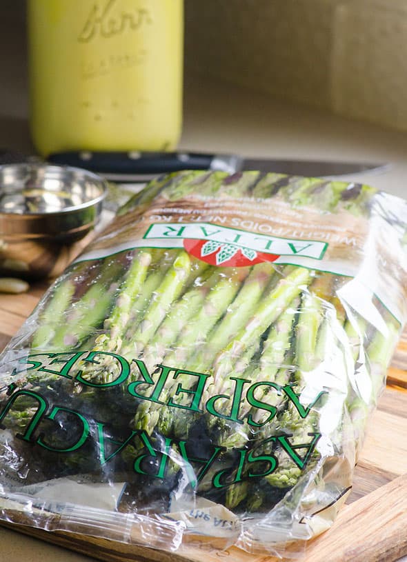 A bag of asparagus spears.