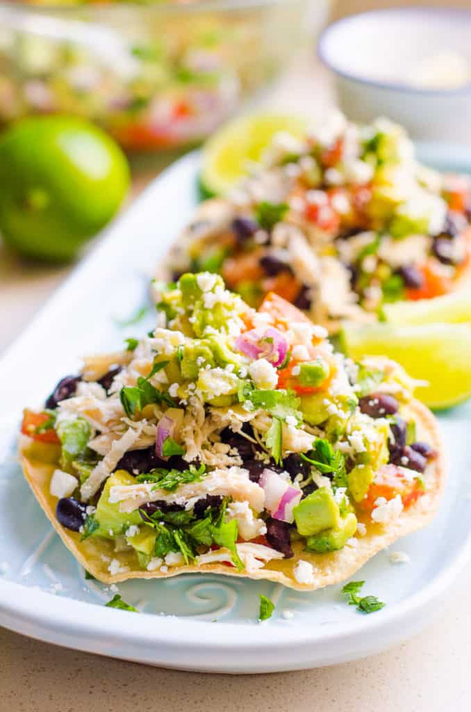 chicken tostadas served on a platter