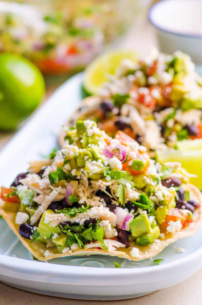 chicken tostadas on a plate