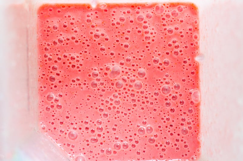 strawberry smoothie in a blender