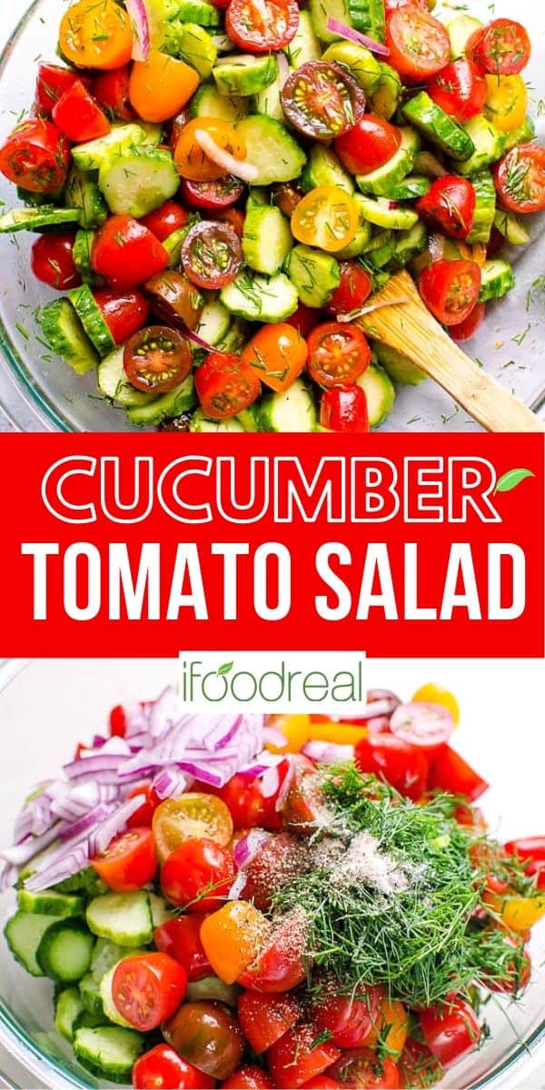 Ukrainian Cucumber and Tomato Salad - iFOODreal.com