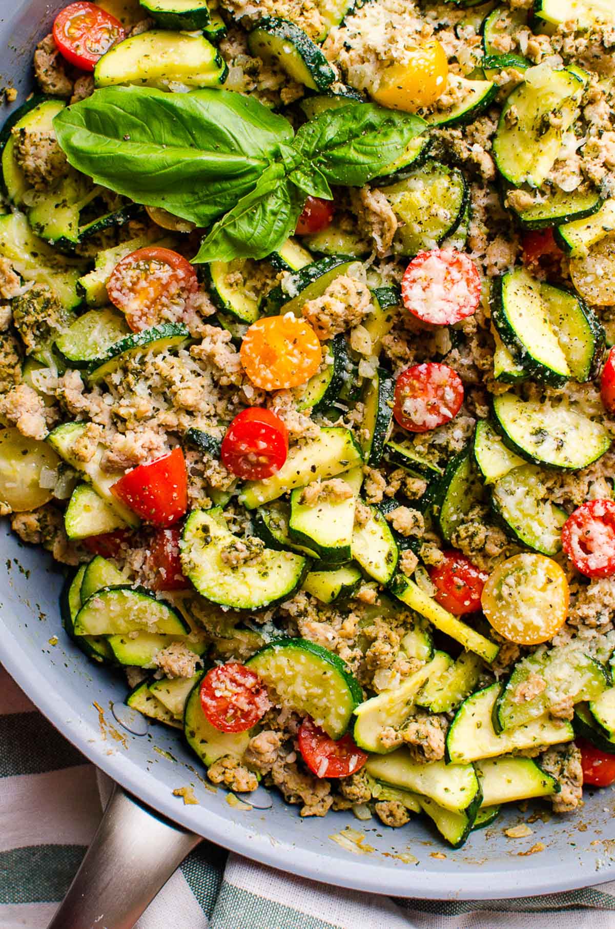 Low Carb Ground Turkey Skillet with Pesto