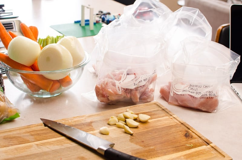 assembled Healthy Freezer Meals in bags for New Moms