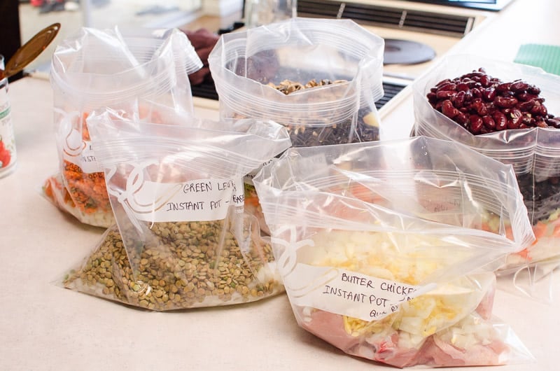 5 bags with Healthy Freezer Meals on a Budget