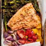Sheet pan salmon and veggies.