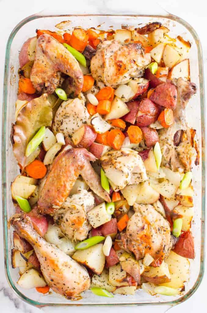 roasted chicken thighs and potatoes
